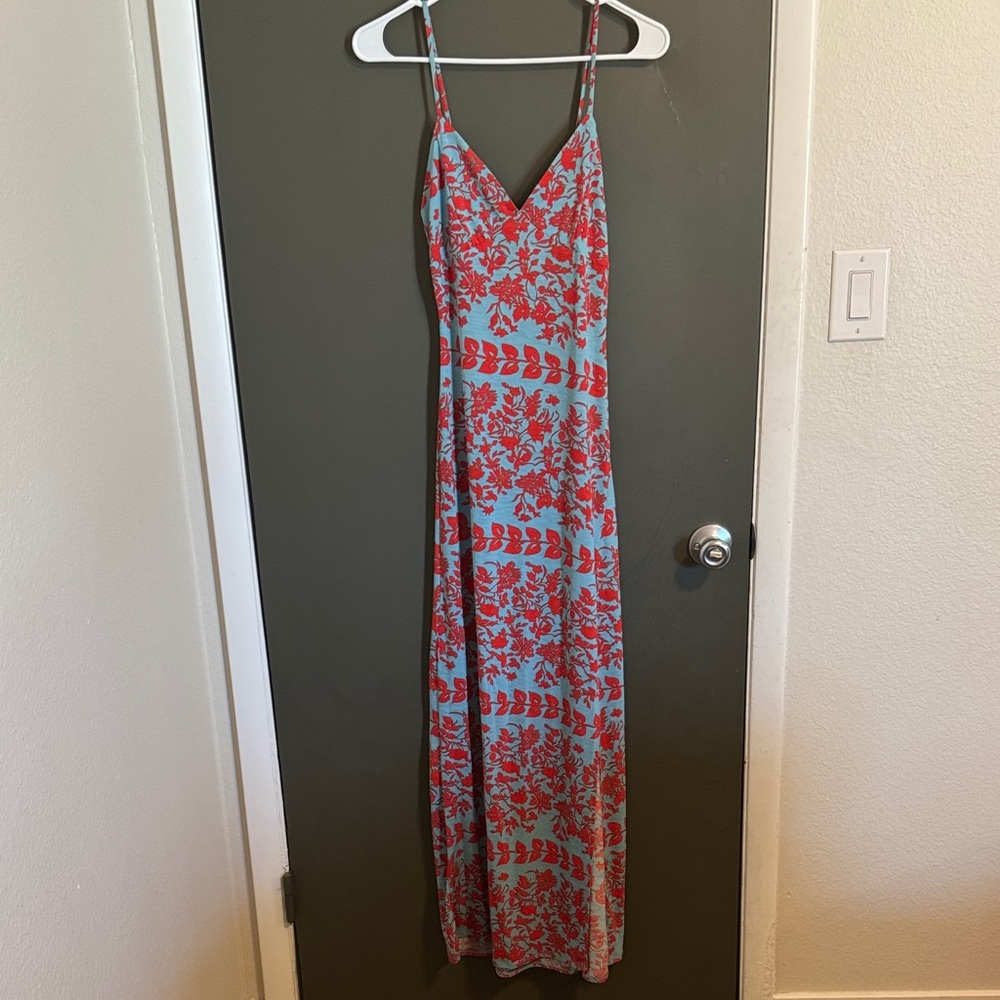 Floral Maxi Dress in Blue and Red